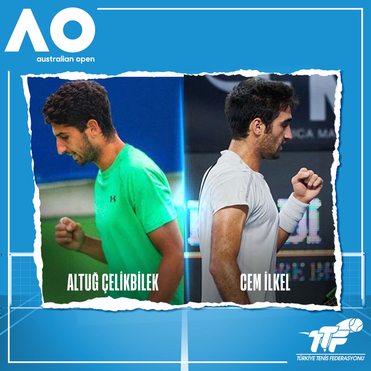 Avustralya Açık eleme kuraları çekildi. İşte temsilcilerimizin rakipleri:

🇹🇷 Cem İlkel [21]-Enzo Couacaud 🇫🇷 
🇹🇷 Altuğ Çelikbilek [32]-Ernesto Escobedo 🇺🇸 

#AusOpen I #AO2022