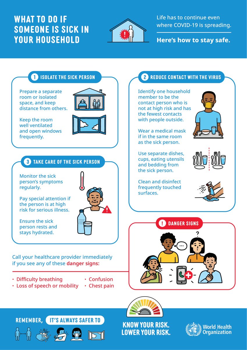 Here is what you do if someone is sick in your household. If you cannot isolate please check the National Disaster Management Agency (NADMA)  Malaysia 🇲🇾 website to checkout hotels which accept COVID19 positive clients for isolation. 

nadma.gov.my/en/component/s…