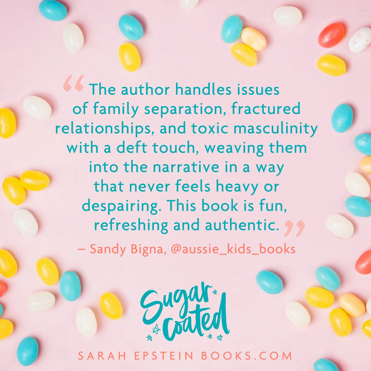 So grateful to <a href="/SandyBigna/">Sandy Bigna Author</a> for this fab review of SUGARCOATED. Sandy's review in full on her book review blog here: bit.ly/3f9Wyja, along with her wonderful reviews for all sorts of other Aussie kids books, from PBs through to YA. Thanks, Sandy! 🥰
#LoveOzYA #Sugarcoated
