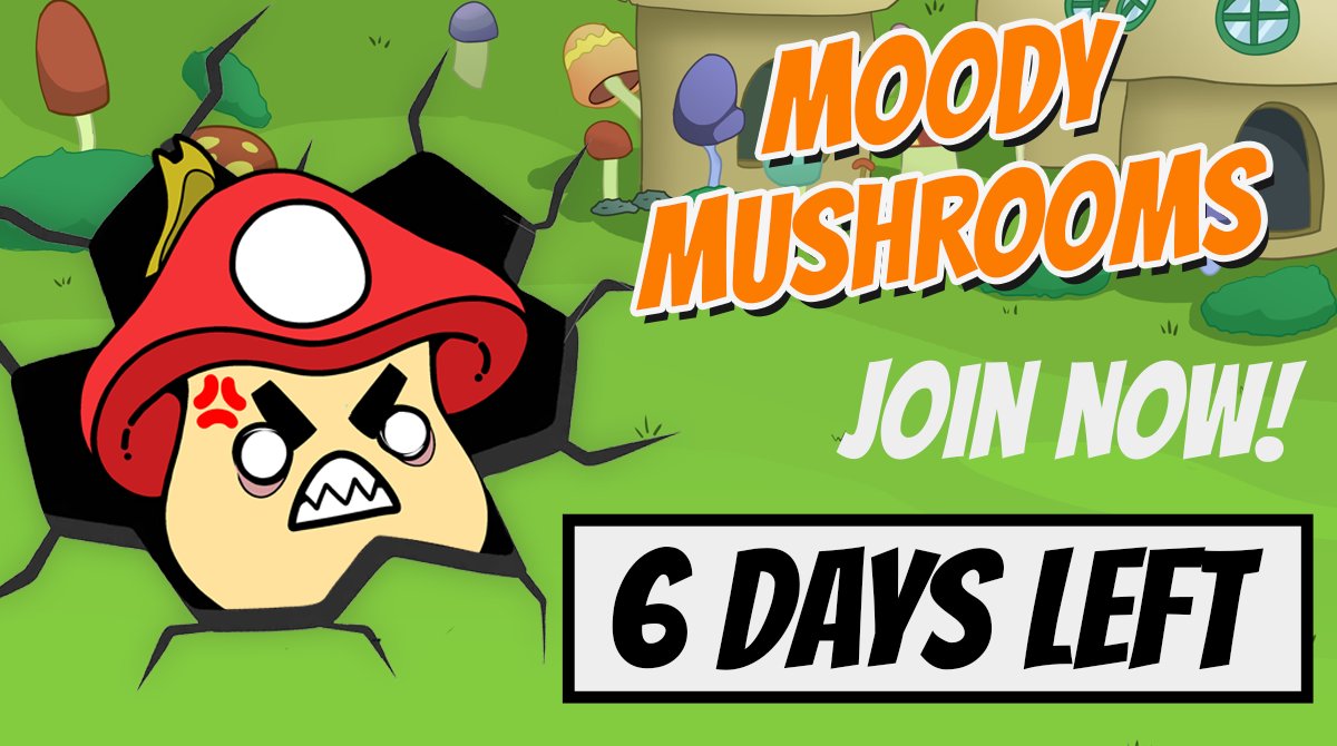 Don't miss out!🎉
Compete against other holders in the Moody Mushrooms Mobile Game! 📱
Collection and game released in 6 days!
Learn more: moodymushrooms.com