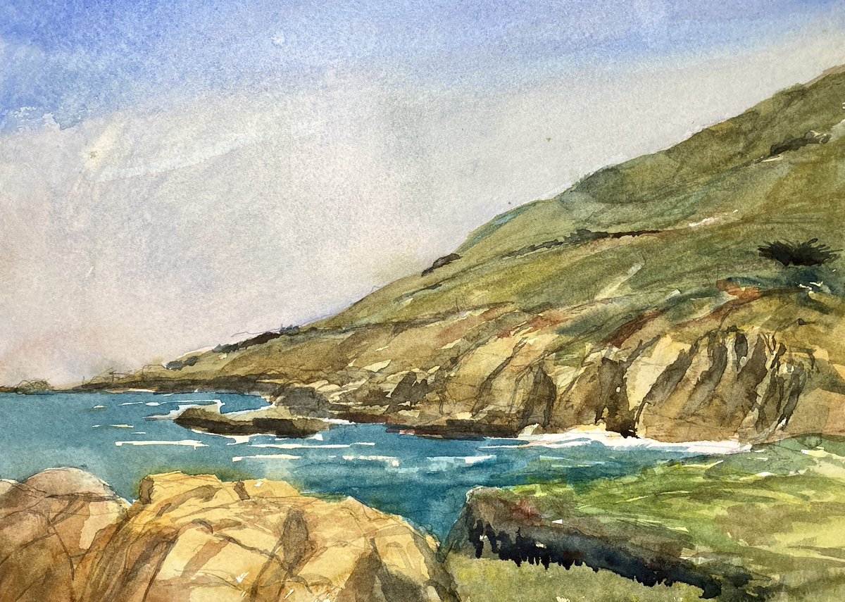 sumacm's tweet image. Plein air watercolor at Garrapata State Park - so nice to see everyone painting outside today! @CAStateParks @calartclub