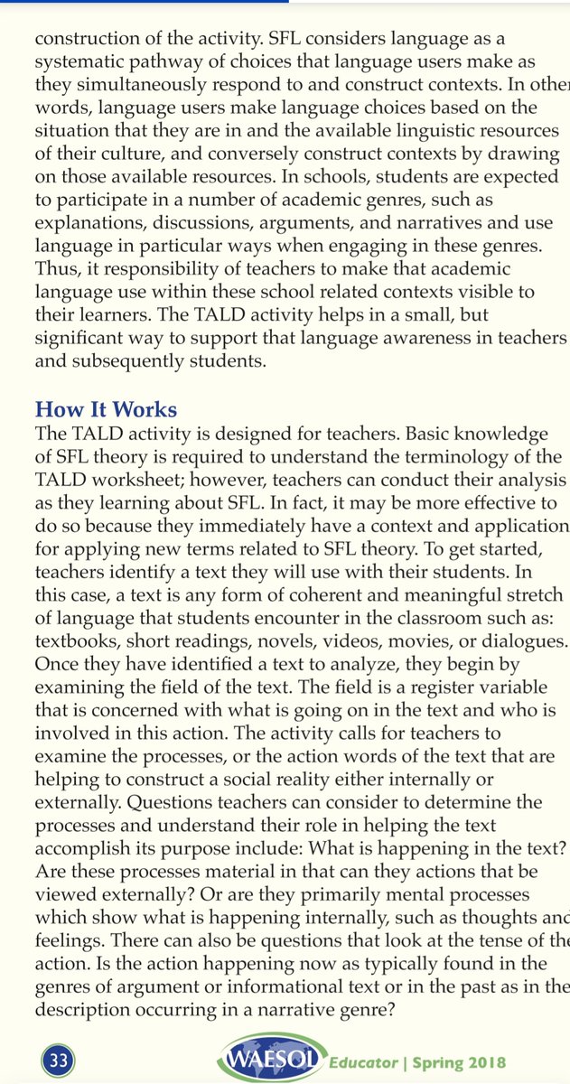 RuslanaWesterl's tweet image. A great accessible SFL article for teachers Teachers as Language Detectives. #sysfunc