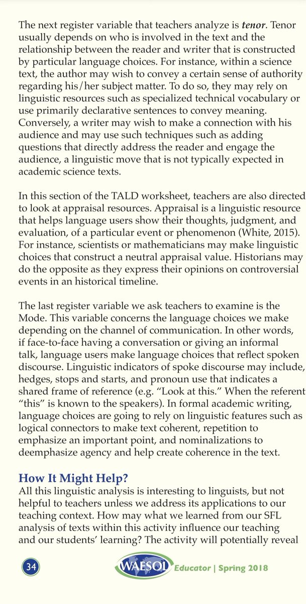 RuslanaWesterl's tweet image. A great accessible SFL article for teachers Teachers as Language Detectives. #sysfunc