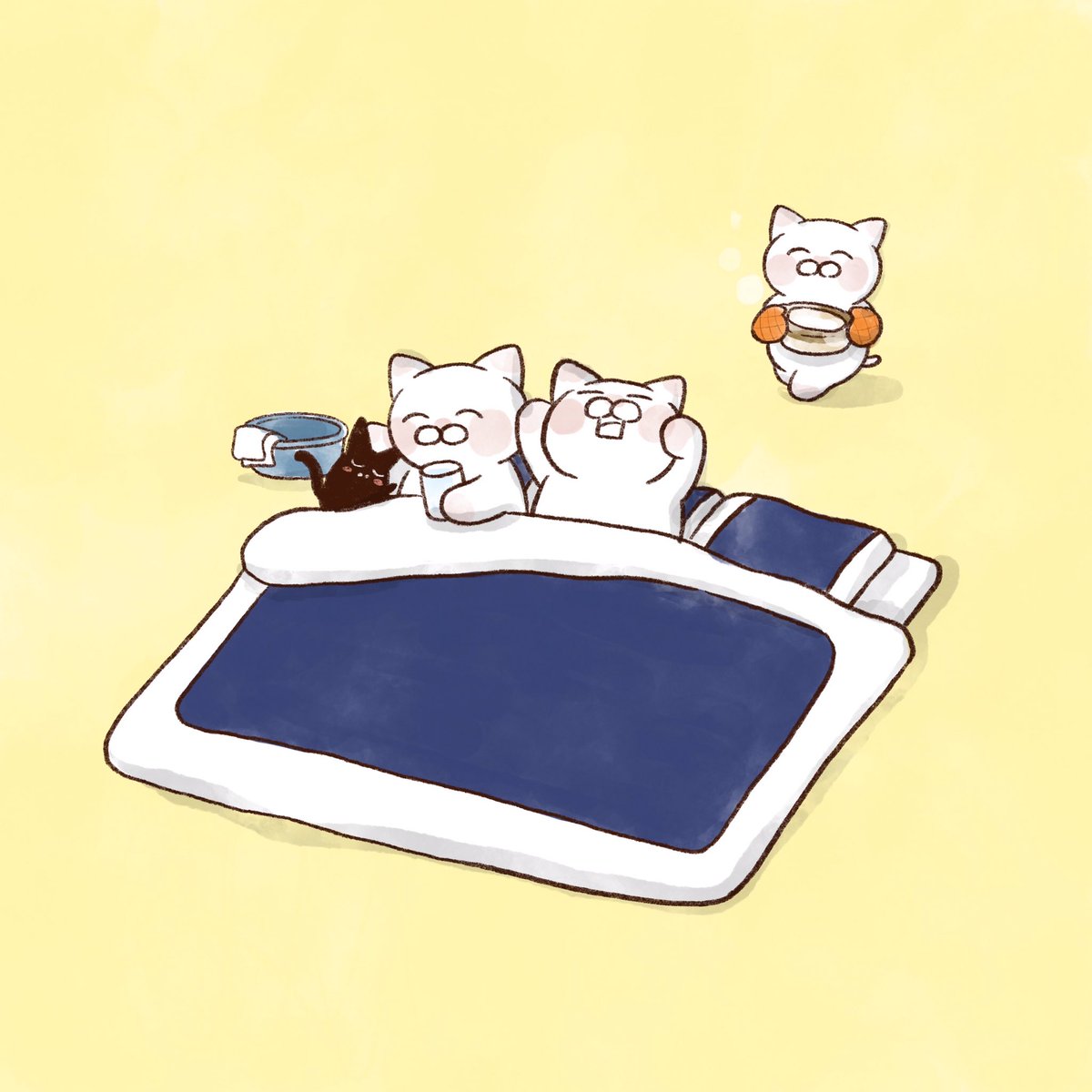 「(=^ェ^=)治った〜😷 」|大和猫のイラスト