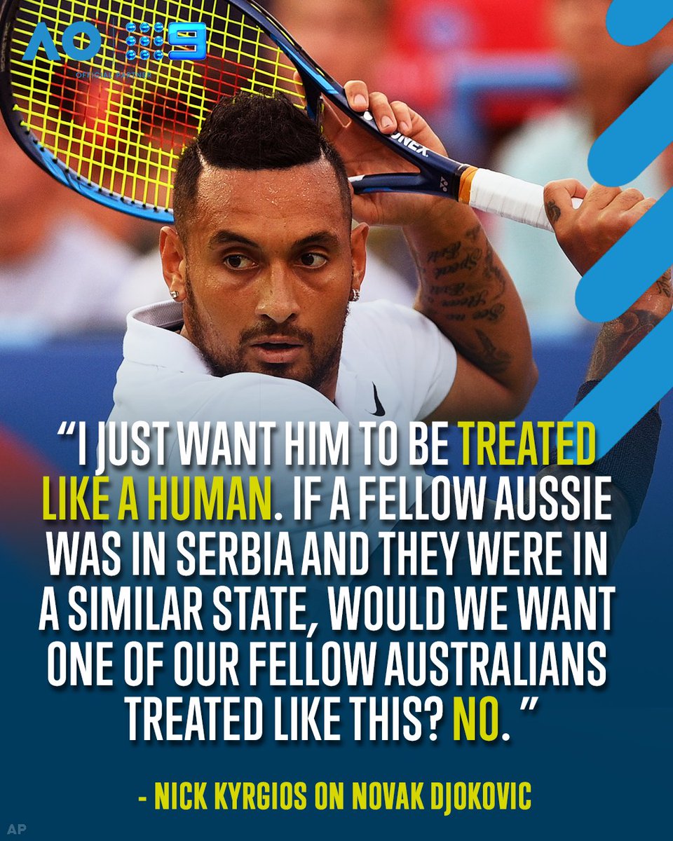 wwos's tweet photo. Nick Kyrgios has once again leapt to the defence of Novak Djokovic 👀

FULL STORY: https://t.co/LUu9nGPFNY

#9WWOS #Tennis #AusOpen https://t.co/JZg2jusXv5