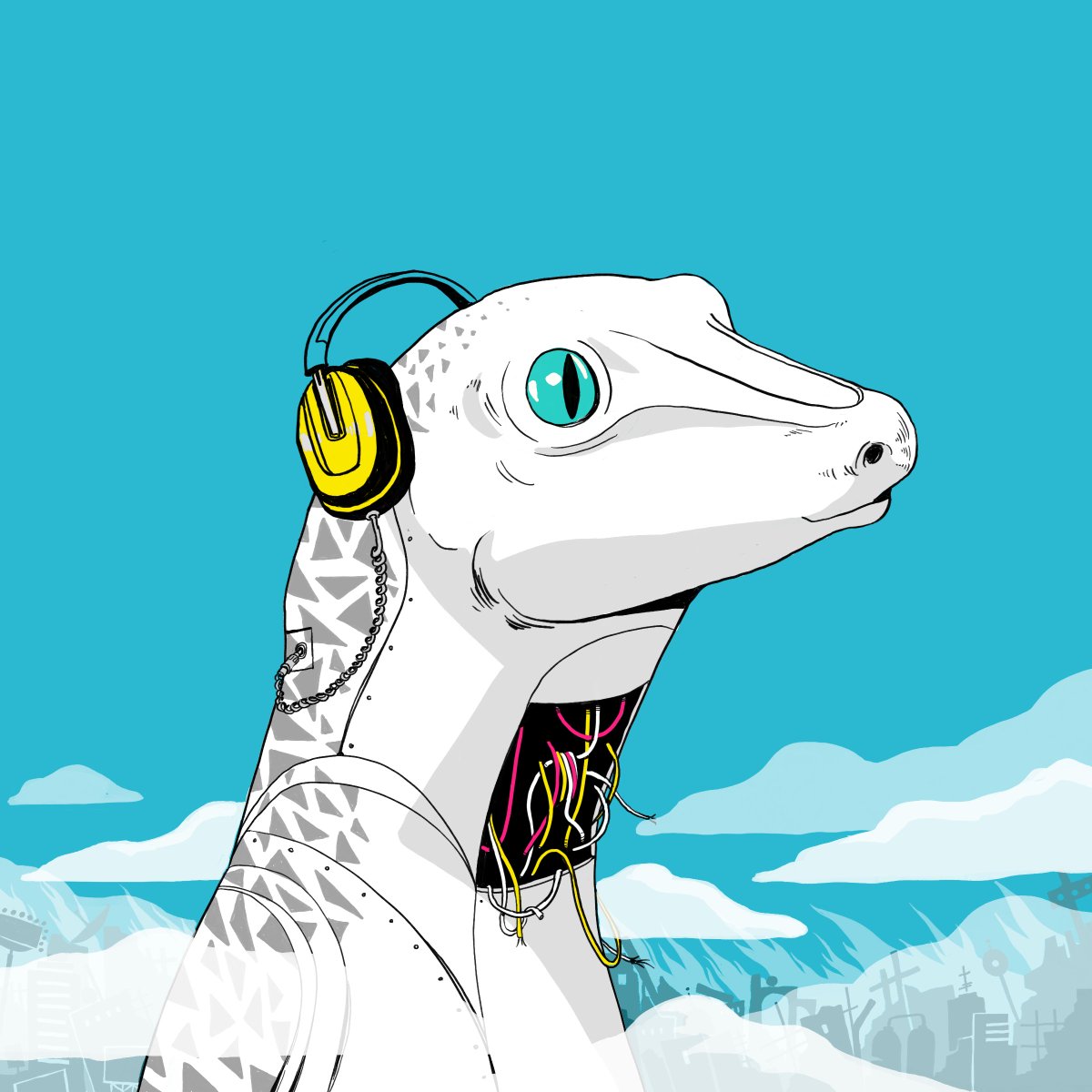 Erin73020427's tweet image. I'm a fan of the #rare albino skins. Matches my latest @capsule_house #albinoape. This one is mine. @LizardLabNFT #lizardlab