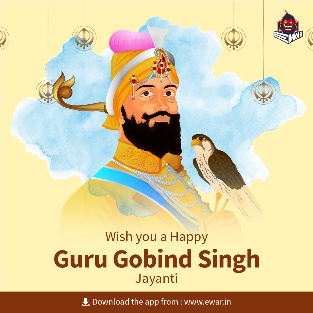 GamesEwar's tweet photo. EWar wishes you Happy Guru Gobind Singh Jayanti.
May Guru Gobind Singh Ji blesses everyone with courage, strength and happiness.
#GuruGobindSingh #GuruGobindSinghJi #स्वधर्म_निष्ठा #SpiritualSunday #gurugobindsinghjayanti #GuruPurab #ewar #ewargames https://t.co/AWwjZczuTC