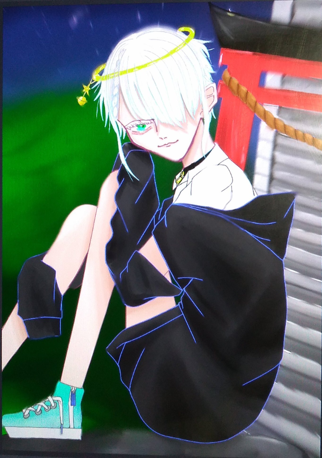 やっぱりダウンロードしたものをみんなに見せたかった だがしかしｯｯｯｯｯ 容量がデカすぎてすんごい反射しまくってる写真になってしまった すまねぇ 久しぶりだと言うのに てことで新規の子ですｯｯｯｯ イラスト好きな人と繋がりたい 天使の男の子