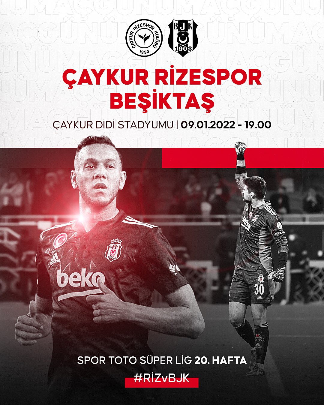 Beşiktaş'ın Rizespor Maçına Özel Hazırladığı Görsel