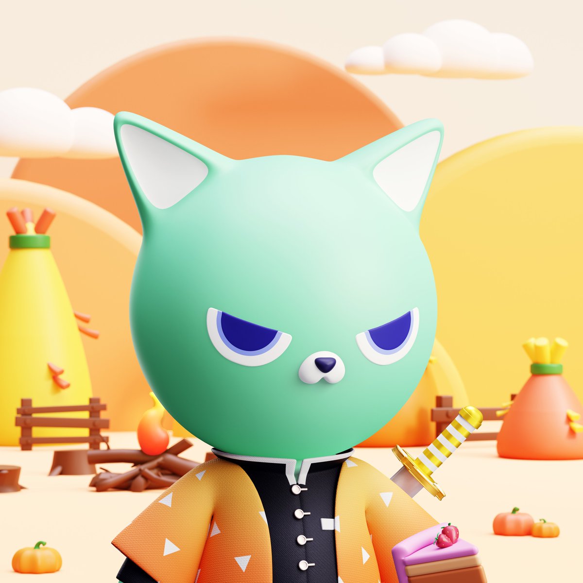 maximusXBT's tweet photo. Just aped in the cute szn @luckyzeros. Zenitsu cat eating a cake, no less! #luckyzeros #cuteszn #luckyzero https://t.co/Lv5x1l0I8v