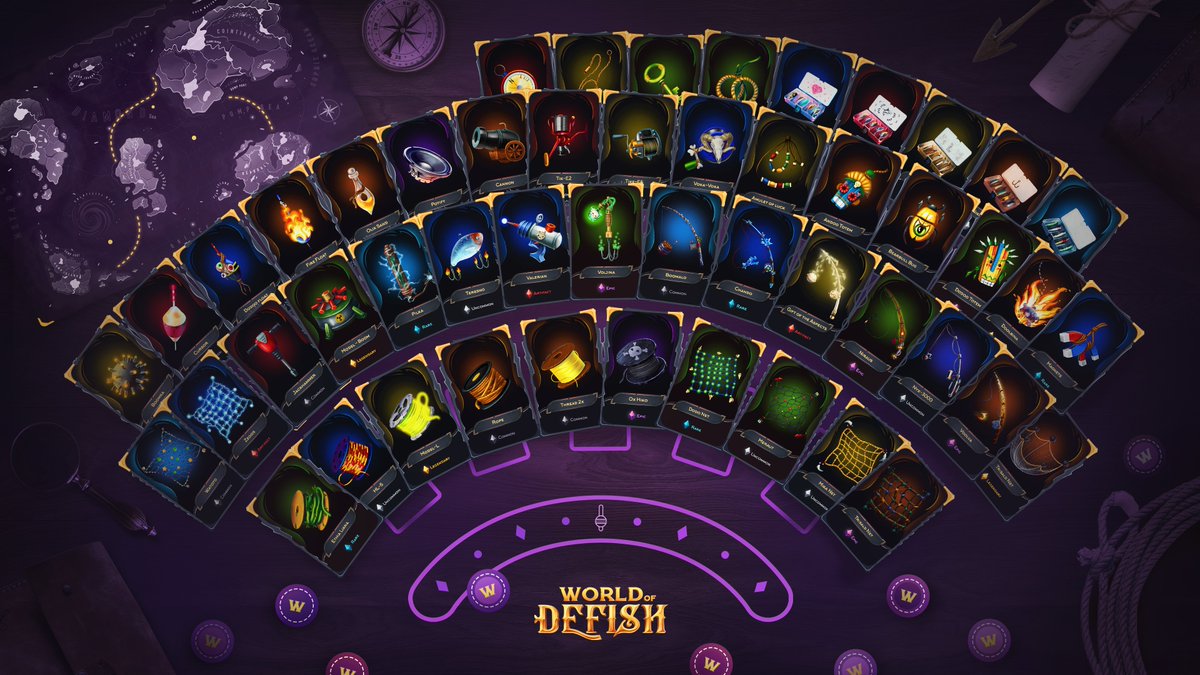 WorldOfDefish's tweet photo. Captains, have a look at our first NTF equipment collection. 

Magic, unusual, strange and mystical items will help you catch the most mysterious fish.

Create your own kit and go fishing in the World of DeFish. Get ready for the big catch. https://t.co/n2qvimndry