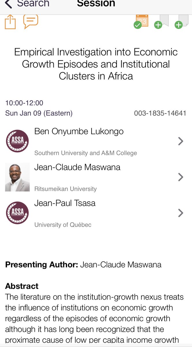 JCMaswana's tweet photo. #ASSA2022 #AEA2022
Our paper "Empirical investigation into economic growth episodes and institutional clusters in Africa"(using panel-GMM) will be presented today Jan. 9, from 10:00am EST (15:00 GMT) at  @NEAEcon &amp; #AFEA joint Session.
Co-authors: @dr_lukongo &amp; @paul_tsasa https://t.co/iWXif1xv4q