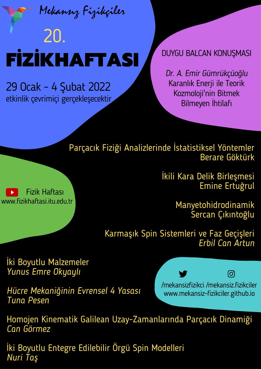 20. Fizik Haftası 29 Ocak - 4 Şubat tarihleri arasında, program için 👇
