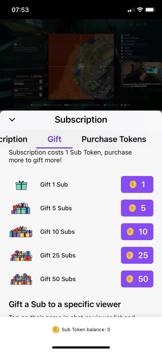 1nthemousehouse's tweet photo. @TwitchSupport I can’t seem to purchase or gift any subs. Keeps asking me to use tokens but I can’t buy tokens anymore. Please help. https://t.co/3gD40QOs5k