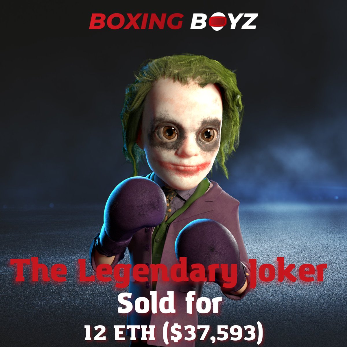 Boxing Boyz (@boxing_boyz) on Twitter photo The Legendary Joker sold for 12 ETH ($37,593)!🚀
Due to this huge sale, we want to give something back to the community❤️ We are giving away $250 to a lucky winner.
To join the giveaway:
- Like
- Retweet
- Follow <a href="/boxing_boyz/">Boxing Boyz</a>
- Comment your Discord ID and tag 3 friends🥊 The Legendary Joker sold for 12 ETH ($37,593)!🚀
Due to this huge sale, we want to give something back to the community❤️ We are giving away $250 to a lucky winner.
To join the giveaway:
- Like
- Retweet
- Follow <a href="/boxing_boyz/">Boxing Boyz</a>
- Comment your Discord ID and tag 3 friends🥊