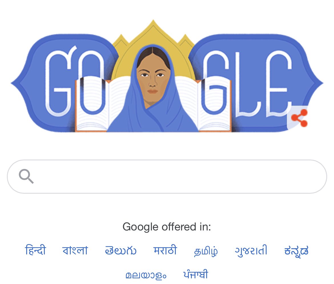 Anti-National @Google honoring #FatimaSheikh with a doodle for establishing first school for girls in India. #schooljihad #educationjihad was started even before the sanghs rss existed in microbial state.