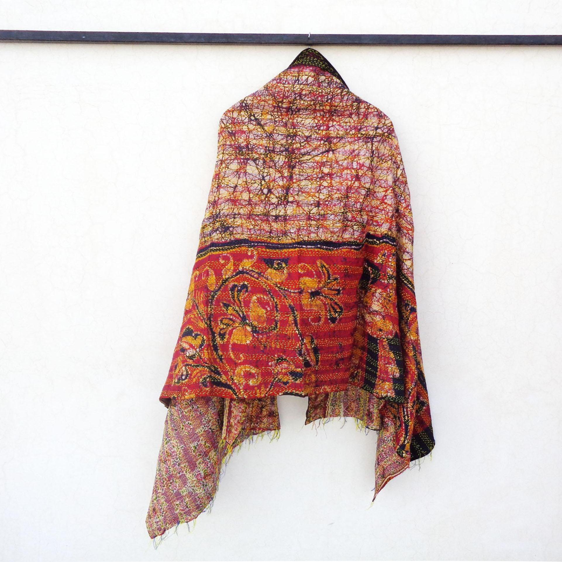 Handmade long Silk Kantha Scarf Neck Wrap Stole Dupatta Collar Neckerchief Scarves KN55