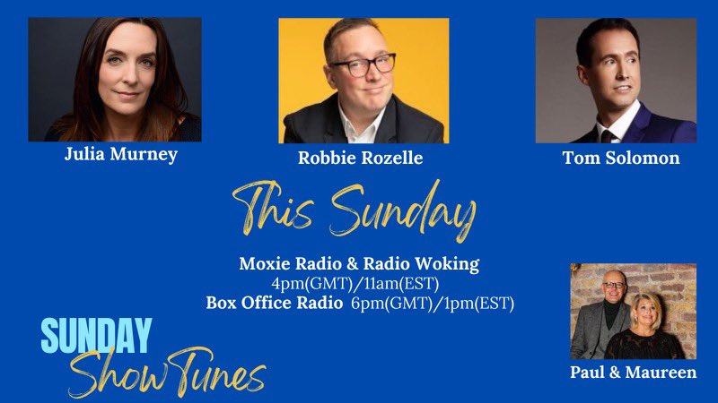 We’re back! Today we chat with <a href="/JuliaMurney/">Julia Murney</a> about <a href="/54Below/">54 Below</a>, #TomSolomon about his new album and @divarobbie about <a href="/CrazyCoqs/">Crazy Coqs</a>. And we play your favourites from stage and screen <a href="/MoxieRadio/">ıllıllı⭐🌟 M͙o͙x͙i͙e͙ R͙a͙d͙i͙o͙ 🌟⭐ıllıllı</a>/<a href="/RadioWoking/">Radio Woking</a> 4pm(GMT)/11am(EST) <a href="/BoxOfficeRadio/">Box Office Radio</a> 6pm(GMT)/1pm(EST) 🎭🎶🎙