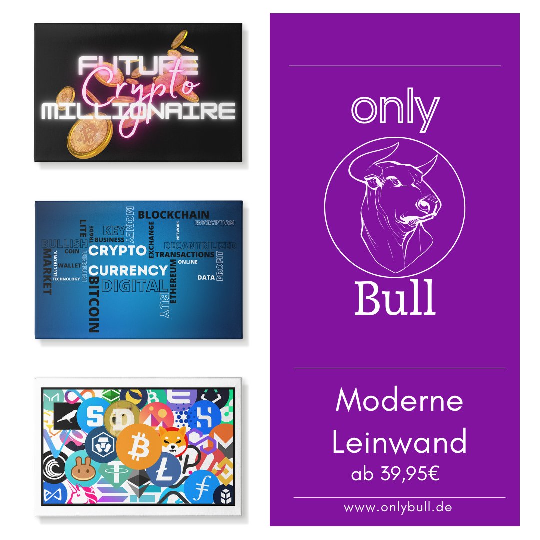 _onlyBull's tweet photo. Unsere qualitativen Leinwände sind ein echter Blickfang, die perfekt in deine Wohnung oder Büro passen. Sie sind ab einer Größe von 30x20cm, bis hin zu einer Größe von75x50cm erhältlich.
#onlybull #Blockchain #Leinwand #Bitcoin #Ethereum #Cardano #Solana #Dogecoin #Shibainu https://t.co/AYwQn0Yzfu