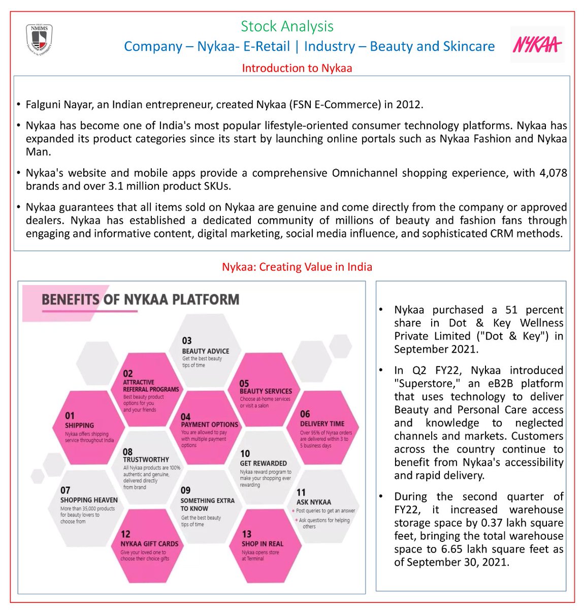 AnveshanB's tweet photo. The company we have for this week is Nykaa. It sells beauty and fashion products across websites, mobile apps, and offline stores.

To get more insights about the company please go through the detailed research report.  

#Anveshan #Nykaa #beauty #ResearchDiaries #NmimsBangalore https://t.co/mzWl4W5wAb