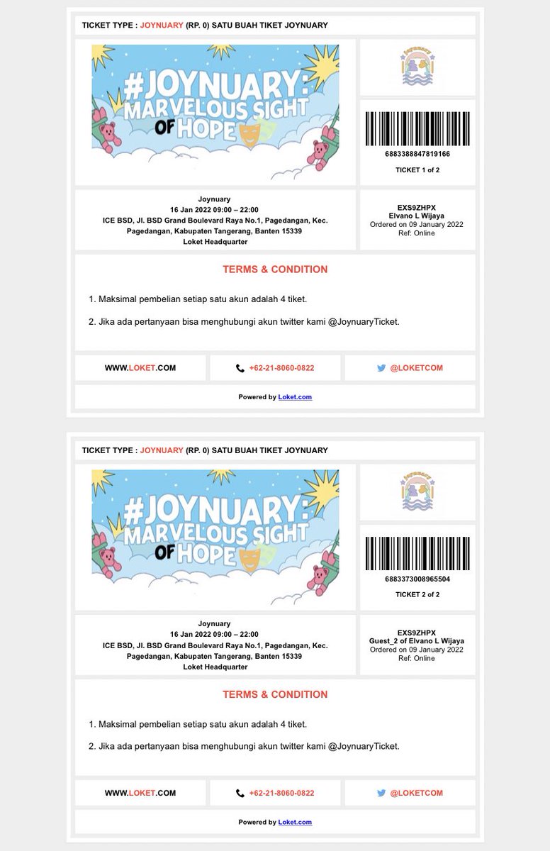shotnaro's tweet photo. @JoynuaryTicket Hello I want to buy 2 Joynuary tickets please!

ㅤDANAㅤ 

✔ Transaction success! 

[09/01/2022] • [16.58] 

Name: Elvano L. Wijaya
Amount: 2
Transfer Rp. 4.000.000,-
To: JOYNUARY 2022 https://t.co/aa3vvYGmCF