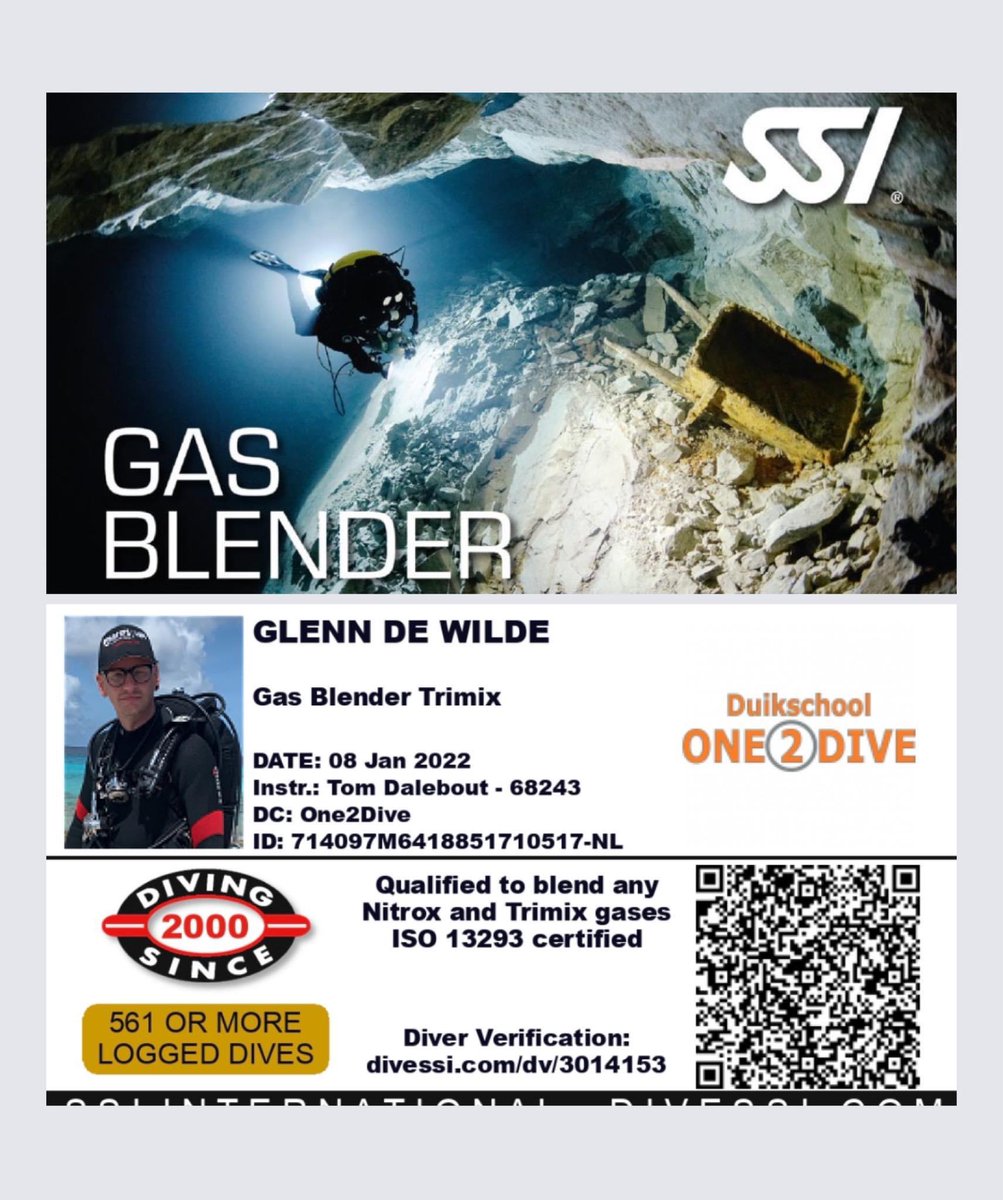 Persoonlijke groei is belangrijk. Zeker als je er ook op professioneel vlak een meerwaarde mee creëert. Daarom deed ik de <a href="/diveSSI/">diveSSI</a> Gas Blender opleiding. Nitrox en Trimix ademmengsels maken! #wearessi #realdiving #divessi #gasblender #nitrox #trimix