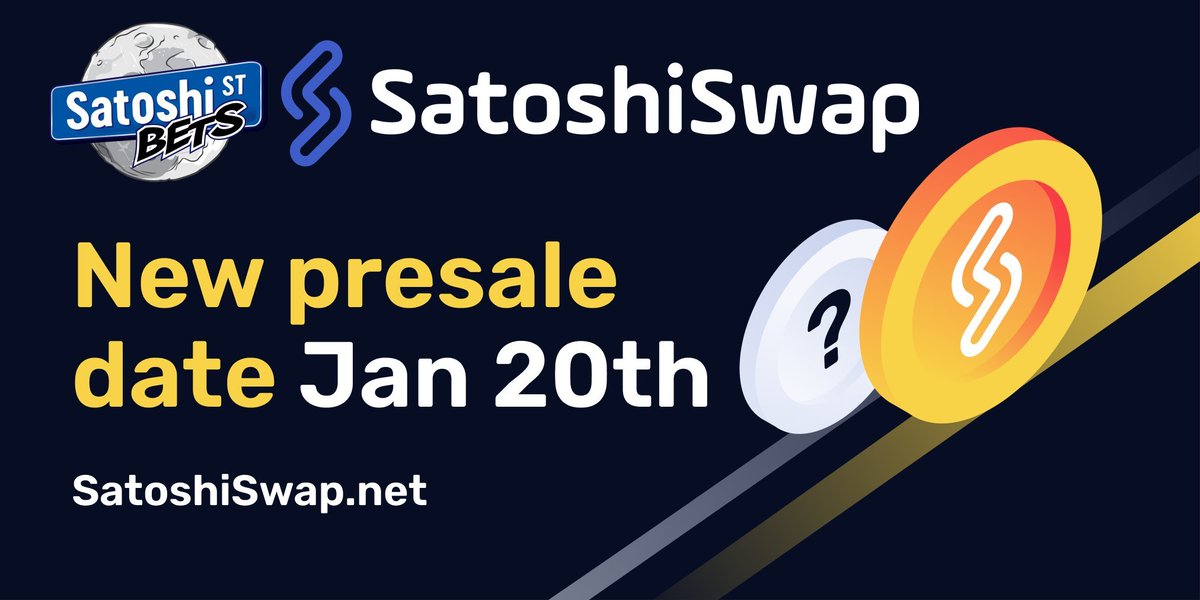 SatoshiStBets's tweet photo. Please be aware our presale date has moved back 10 days to January 20th 6pm UTC, due to a backlog in us processing applications. This is a final date and won't be moved. The 10% bonus is still valid for anyone who follows the above steps. 
Thank you for your patience and support. https://t.co/KGALkND3dW