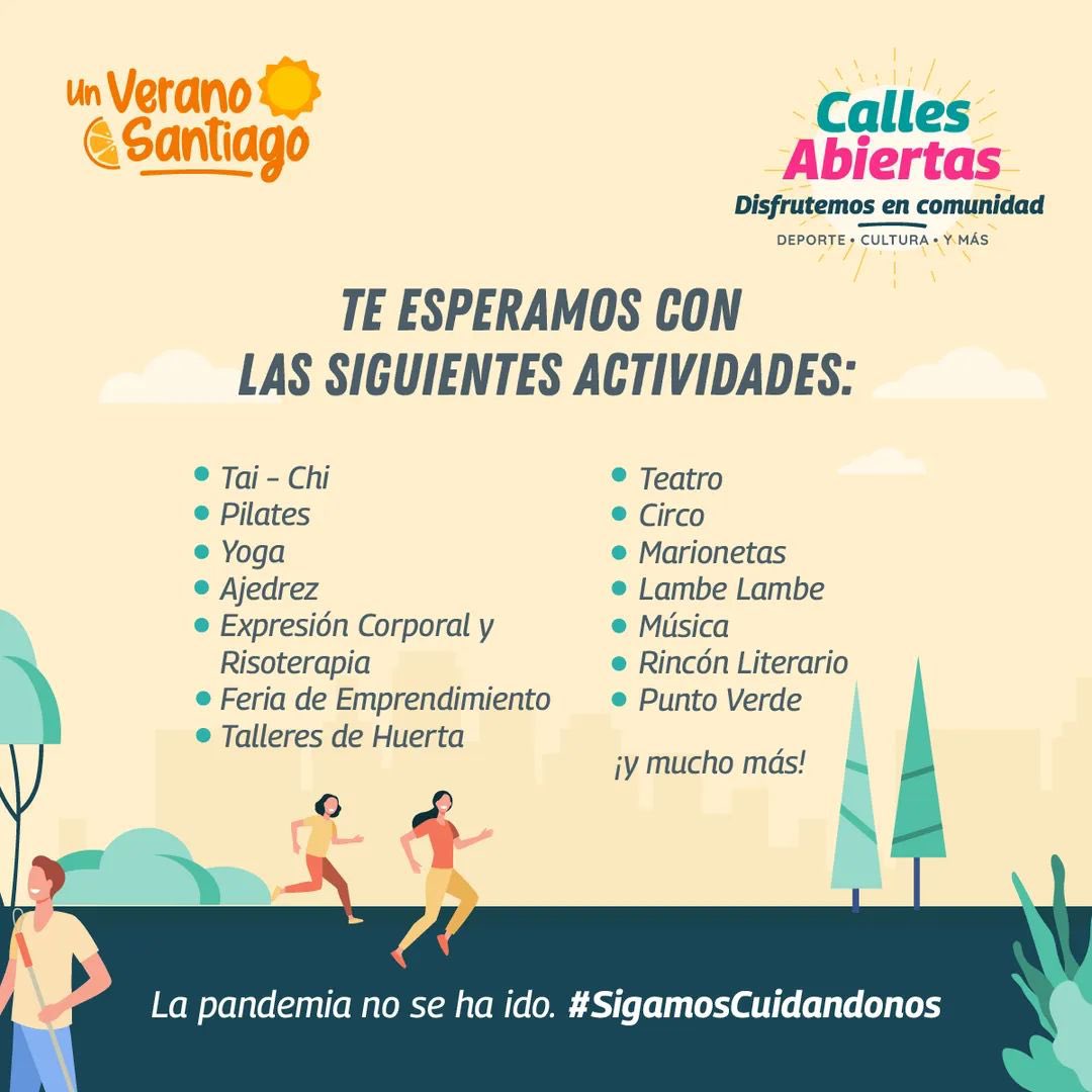 IraciHassler's tweet photo. #CallesAbierras es una iniciativa que dispone de nuestros espacios públicos a vecin@s de la comuna, a través de actividades culturales, deportivas y recreativas. Ya estamos en Cardenal José María Caro y pronto se suma Sierra Bella. 

➡️ https://t.co/Q0ZBs17s7x

 #UnVeranoStgo 🍊 https://t.co/53hPheFvkz
