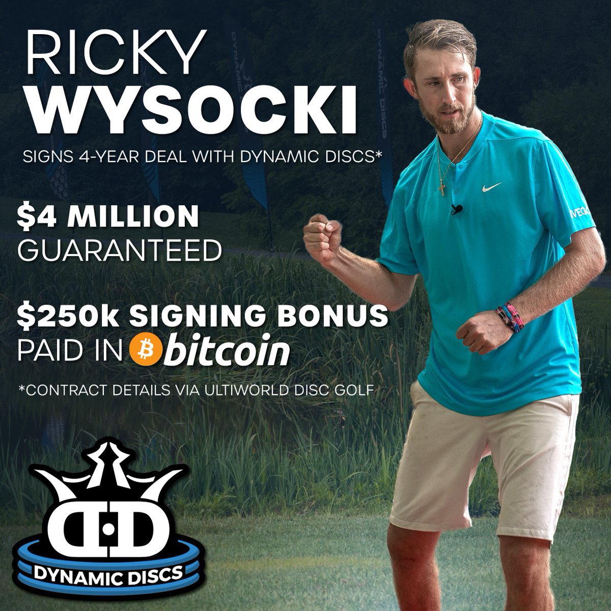 DRCVikings's tweet photo. Huge congratulations to @sockibomb13 on signing a 4 year, 4 million dollar contract with @DynamicDiscs 
Taking his 250k signing bonus in #BTC was next level! Rick you should take a look at @DRCToken a truly amazing project that gives you exposure to #BTC and our project as well! https://t.co/kiI3PQH8tl