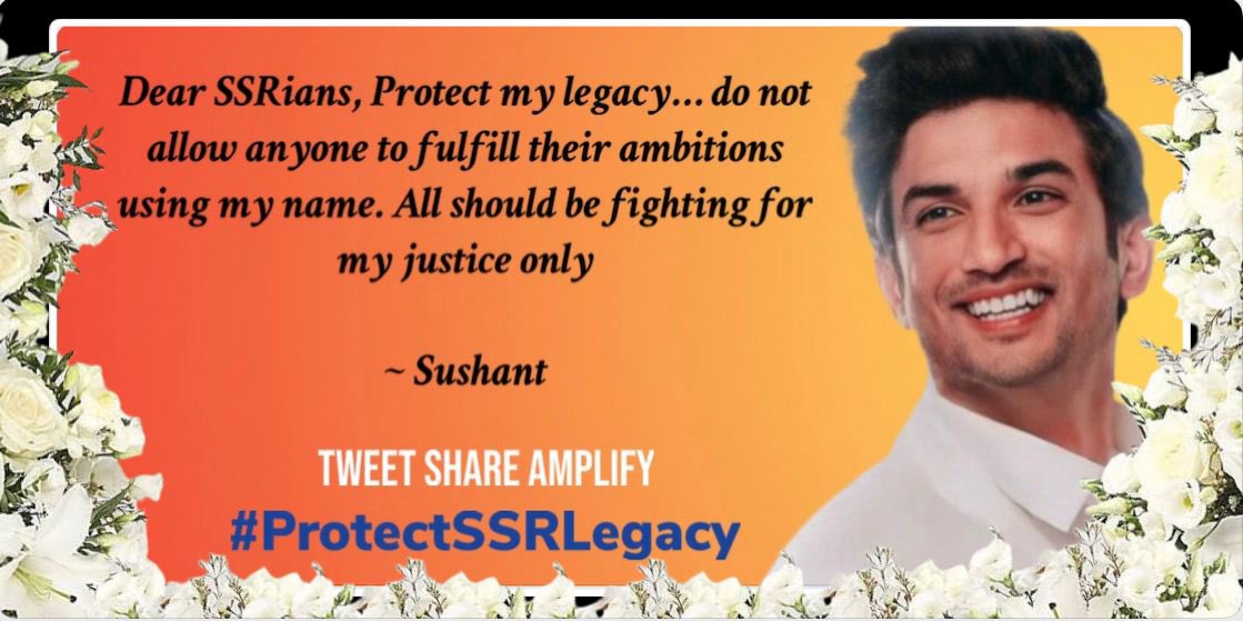 smitaparikh2's tweet photo. Hope the message is loud and clear -Do not make any movies on our legends journey -no one but legends can only project their geniuses,u want fame ? Not at our SSR’s expense kindly. Come and fight for his justice first,he is still waiting. . Our Heartthrob SSR https://t.co/biUdIxPRRK