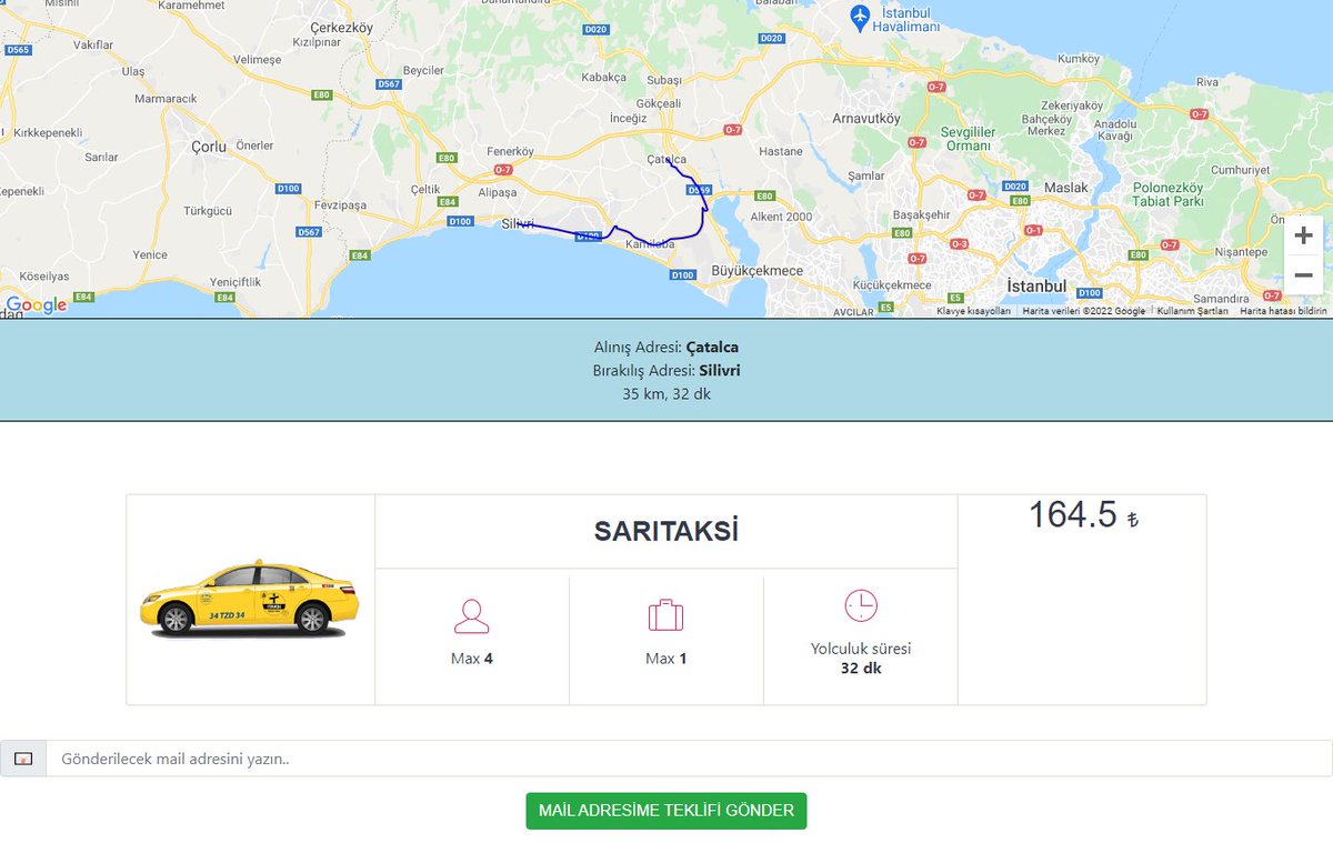 haritasite's tweet photo. Taksi ile yapılan seyahatlerde fazla ücret istenmesi ya da sürücünün yolu bilerek uzatması ihtimaline karşı çözüm olması amacıyla geliştirdiğimiz web yazılım yayında... 2022 yılı taksi fiyatları baz alınarak total ücret hesaplanıyor ve optimum rota-yol haritada gösteriliyor. https://t.co/5bFBCePoby