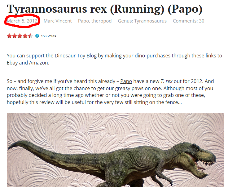 PAPO GREEN RUNNING TYRANNOSAURUS REX DINOSAUR 2012