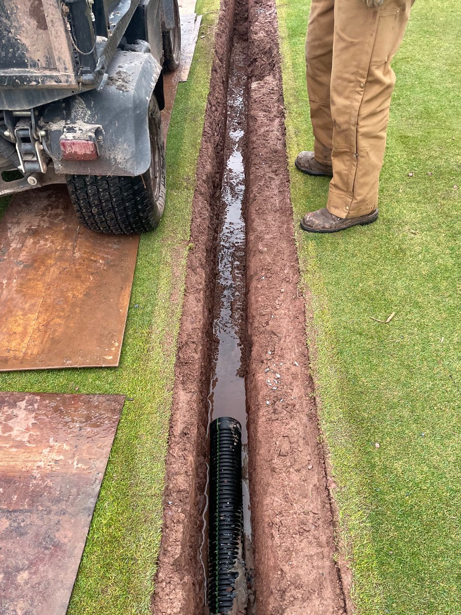 Immediate results with this drainage work on #9 at Bedens Brook. Water follows the shale around here. When the trencher and mini ex can’t get through it, this team finds a way.