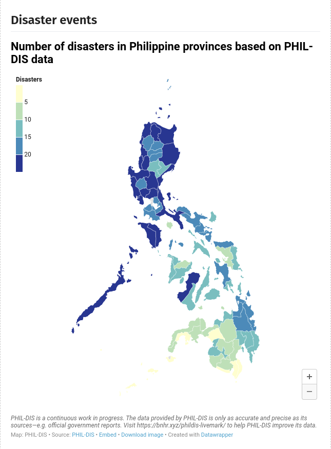 benhur07b's tweet photo. DAY 3: This feels a bit like cheating but here's me using @Datawrapper to add a choropleth map on the Livemark disaster site I'm working on.
I'll try the built-in features for showing geographic data on Livemark next time.
#100DaysOfCode #livemark #disasterdata #datawrapper https://t.co/E8ppzc2ez7