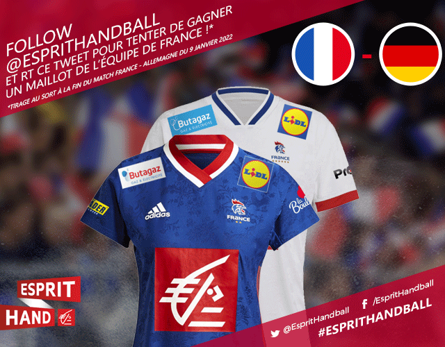 EspritHandball's tweet photo. #VousEtreUtile 
Tentez de gagner la maillot de l'équipe de France à l'occasion du match #FRAALL de ce soir 😃 
Follow + RT pour participer ! 
#EspritHandball https://t.co/HPkkhTLnOg