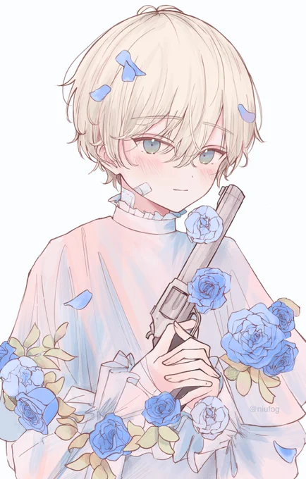 先日描いた、銃を持った男の子(色違い)をフリーアイコンにしました。ペア画でも🙆
 #フリーアイコン 