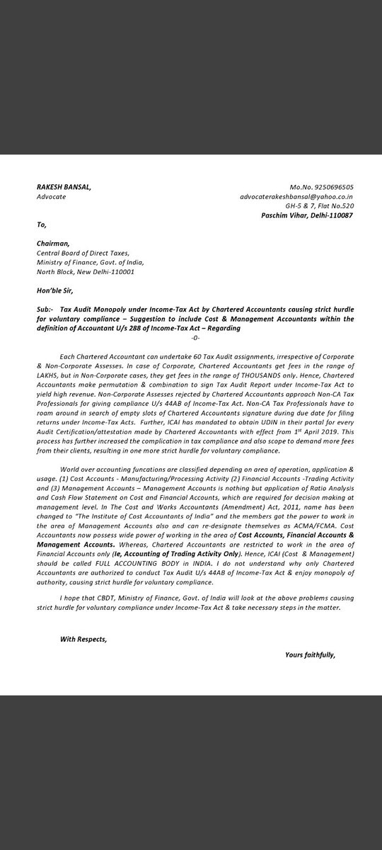 karthikwrites19's tweet image. CMAs deserved to conduct tax audits,they are equally equipped with the concepts of taxation as much as CAs do. It is important to include CMA in the definition of accountant which surely helps in developing corporate governance.
@nsitharamanoffc @IncomeTaxIndia @ICAICMA @theicai