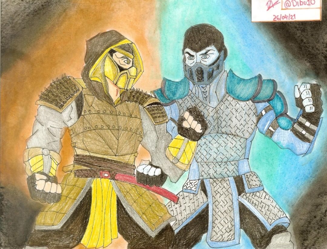 Dibujos un Fan Art de /MORTAL KOMBAT 2021/SCORPION VS SUB-ZERO  link:https://t.co/WFL92V84Uf #ArtistOnTwitter #MortalKombat\u200b  #MortalKombatMovie\u200b #dibujo\u200b #MortalKombat\u200b\u200b #MortalKombatMovie\u200b\u200b #dibujo\u200b\u200b  #MK\u200b\u200b #SubZero\u200b\u200b #fanArt\u200b\u200b #ArtetaOut, image size:1080x825