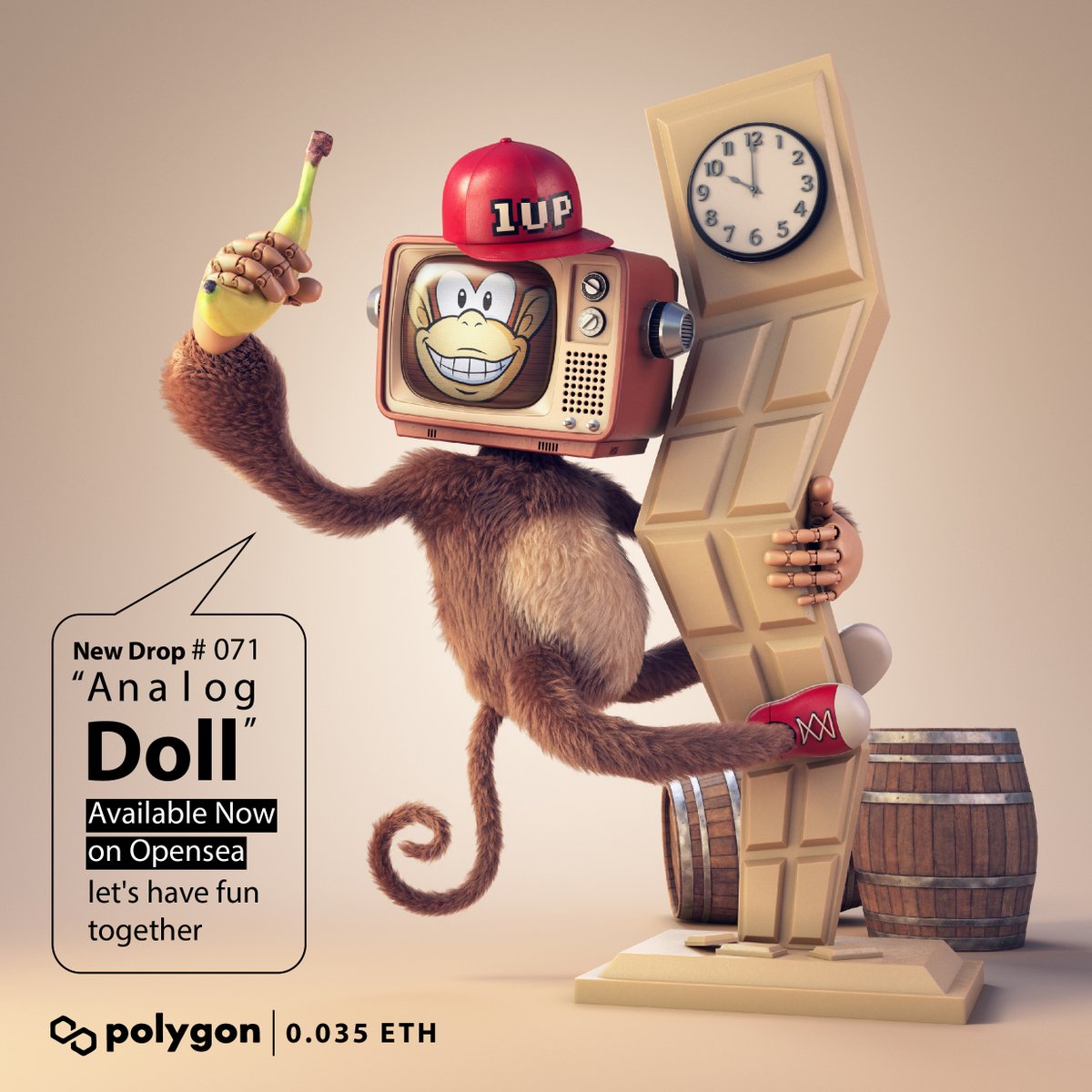 New Drop!! "Analog Doll" #071
on <a href="/0xPolygon/">Polygon | POL</a> <a href="/opensea/">OpenSea</a>📺🐵🐵🐵
Let's have fun together.

opensea.io/collection/ana…

Join Discord : discord.gg/ZKv3P5cAk3

#NFT #NFTS #NFTCommunity #NFTdrop #nftart #OpenSeaNTF #NFTartists #Polygon #NFTcollection  #NFTJPN
