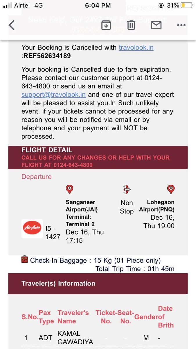geela_manoj's tweet photo. I have cancelled my flight booking from @travolook with reference number REF562634189 on 15 December 2021. My refund has not been processed till now even after multiple requests. Totally unsatisfied with the service of @travolook 
@AVA_airasia https://t.co/alZNVm6Wn2