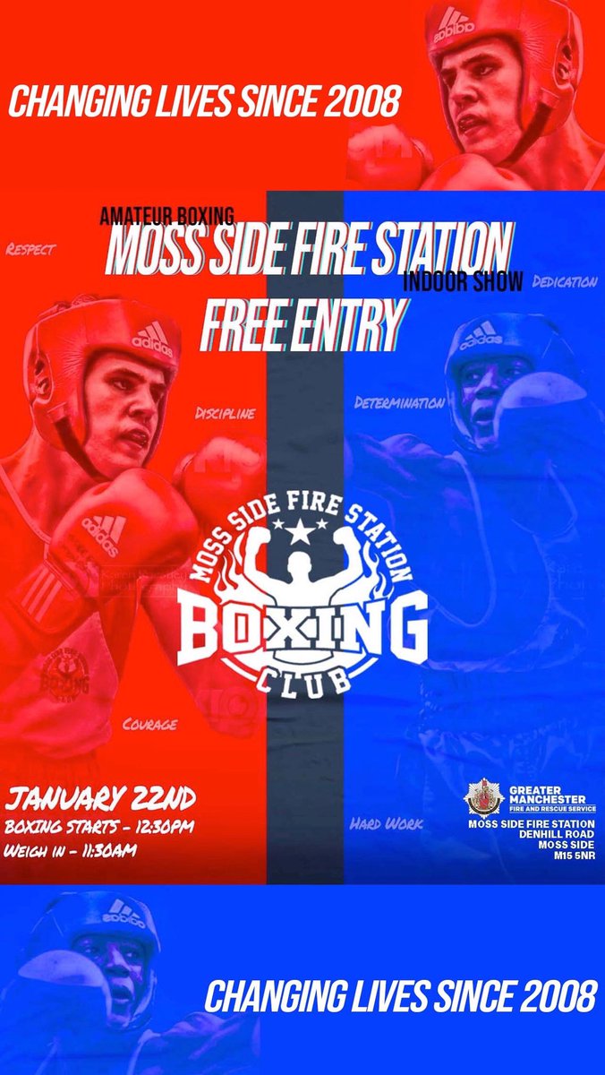 Our annual Winter Open Show is inside the fire station at Moss Side on the 22nd January starting at 12.30. The event is completely free to attend so please come along to support our boxers