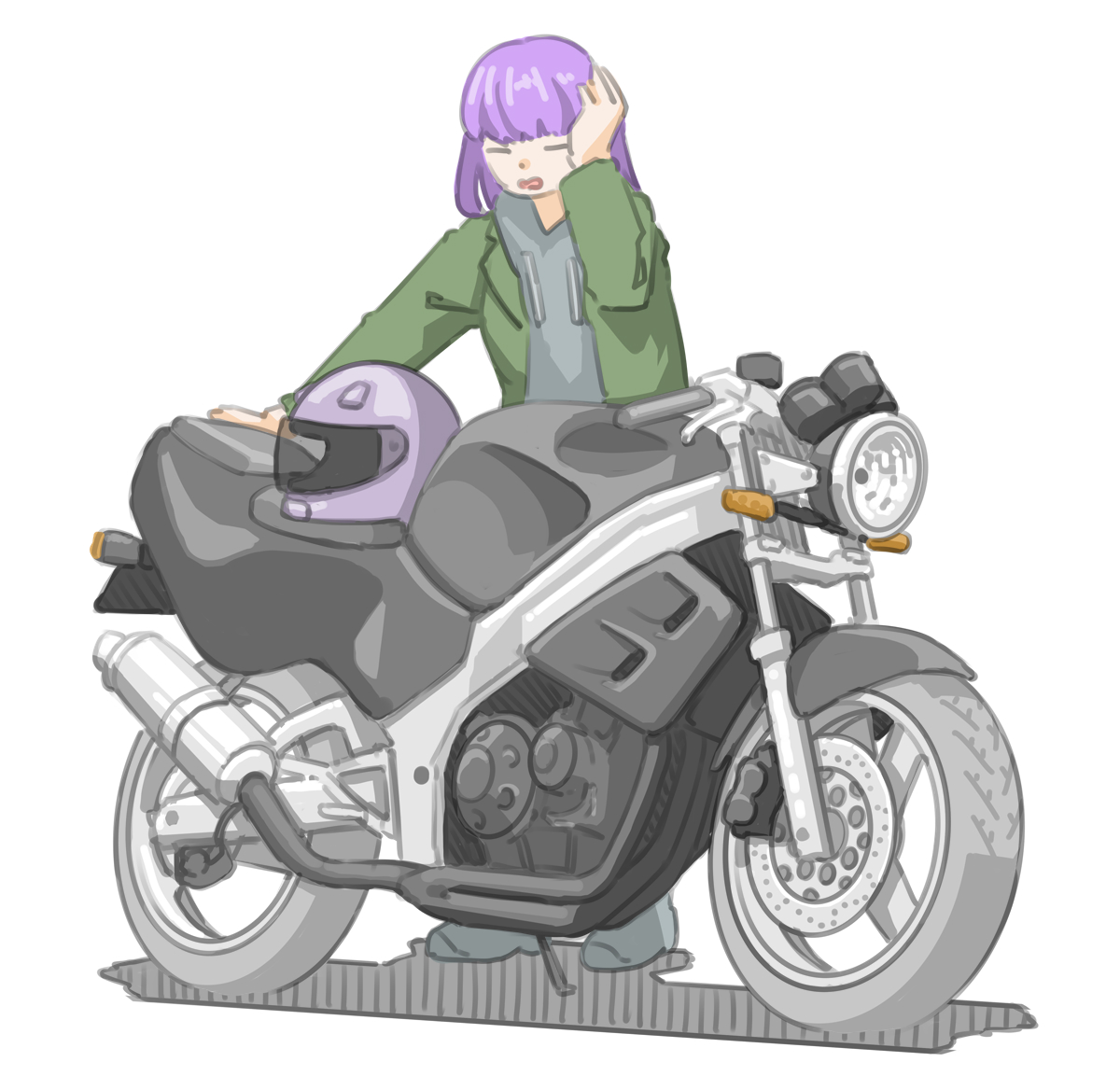 きわみらい C100 土東ユ25a 毎日バイクjk絵更新中 ヘルメットが合ってなくて1時間に一度休憩が必要な女子です スズキ コブラ バイク イラスト バイク女子 T Co Dcua9sqlhx Twitter