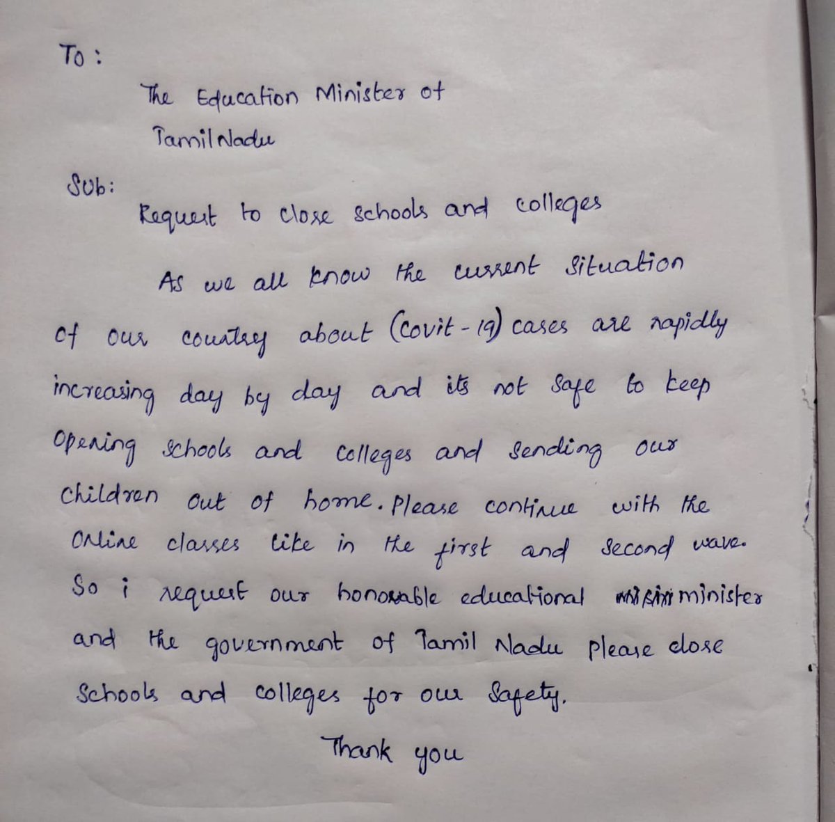 being_strange17's tweet photo. Hello every one we are the student's of Tamil Nadu we are afraid to go school all classes are closed expert 10,11 and 12 the covid cases is increasing more so plz we are requested you to close school soon as possible

#CloseTNSchools #SAVE10TO12STUDENTS @mkstalin @Anbil_Mahesh https://t.co/J9S7WaWd15