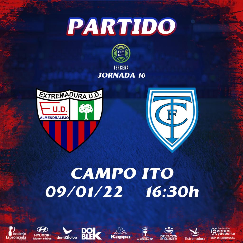 ⚔️<a href="/EXT_UDB/">Extremadura UD B</a> vs <a href="/Trujillo_CF/">CF Trujillo</a>
📆 Domingo 9 de enero 
⏰ 16:30
🏟️Polideportivo Municipal Don Tomas de la Hera
🎟️Todo aquel abonado temporada 21 /22 es gratuita su entrada
🎟️Entrada general su coste es de 5€