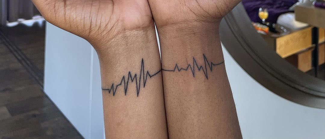 How to make music symbol heartbeat and heart tattoo on hand with pen at  home  tattoo  YouTube