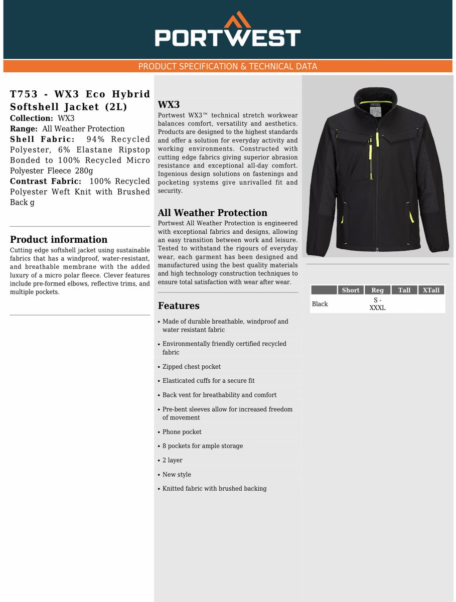 ultimateid's tweet photo. Ultimate🆔 New year New products focusing on sustainability
@Portwest have introduced the WX3 Eco Range of workwear.
46 Recycled PET bottles are used in the manufacturing of the T753 Leaf Softshell Jacket which saves them going to landfill
Polo shirt &amp; work trouser coming soon ☎️ https://t.co/h044nfAnOd