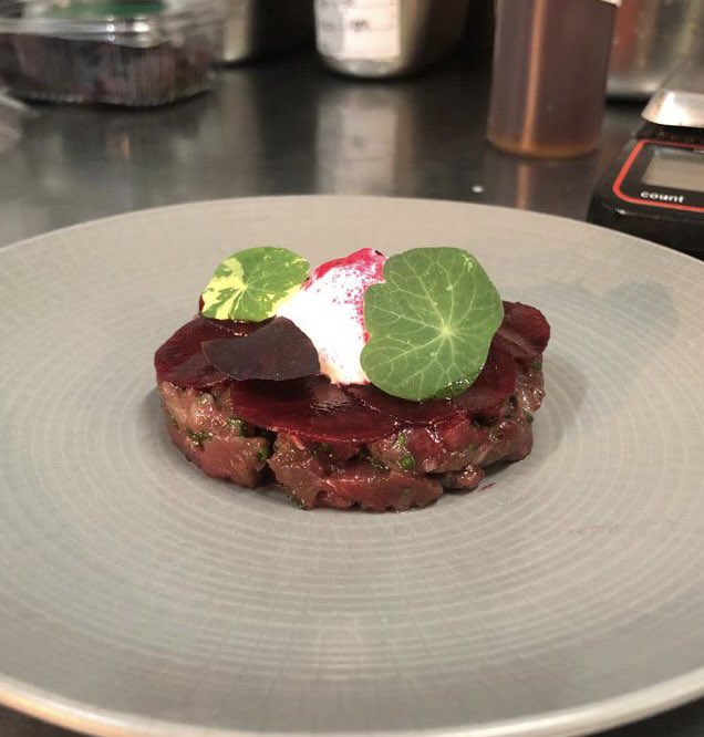 Venison tartare, beetroot, smoked yoghurt  @noize_restaurant 🦌👨‍🍳😋 #chef #cheflife #venison #beetroot #smoked #yoghurt #new #dish #restaurant #french #fitzgrovia #delicious #tasty #food #foodporn #sustainable #britishproduce #game #hunting #eatmorevenison