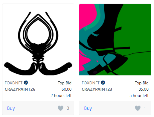 foxdcoin's tweet photo. Hey we got 2 auctions here https://t.co/ttQw5Nn7BL
Our #FOXDNFT collection is sold out and there's a few more NFTS loaded up on there that will only cost 25 #RVN listed after both auctions close!
Only a few hours left! - CRAZYPAINT 23 and 26
#nft #exchange #rvn #businessmodel https://t.co/LQ90y6ZmGy