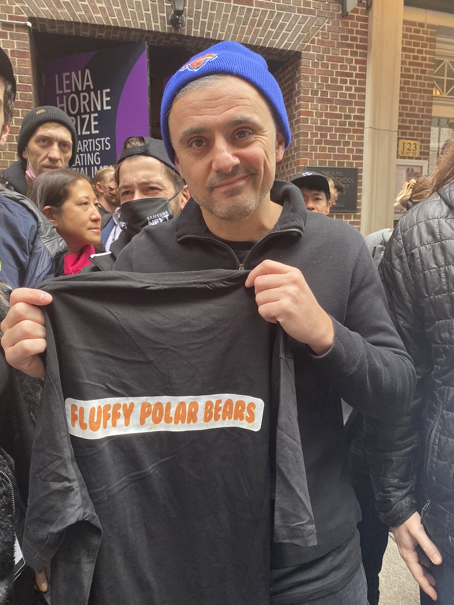 <a href="/garyvee/">Gary Vaynerchuk</a> Let me tell a story when you were so kind to a stranger (me) in NFT NYC! As a co-founder of <a href="/polarbearsnft/">Fluffy Polar Bears</a> , I tried to reach you by splitting all the crowd. I achieved and talked w you. You were so kind (and look so cool in the photo)! Today we achieved +2k sales &amp; 0.3 floor!