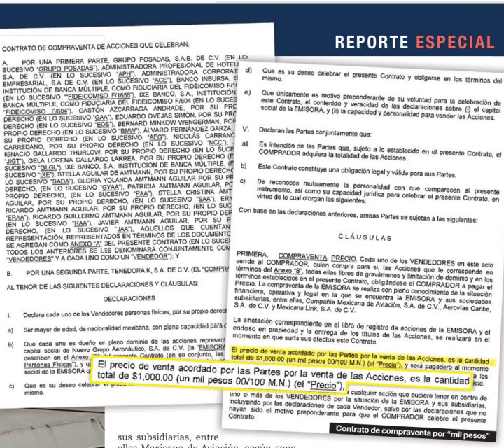 Aquí el famoso contrato, a mí me lo negaron en el INAI, pero resulta que sí existe...vendieron una aerolínea por mil pesos, cuando su valor real rondaba cerca de los s mil millones de dólares. #MexicanaDeAviación